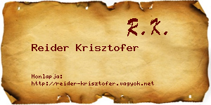 Reider Krisztofer névjegykártya